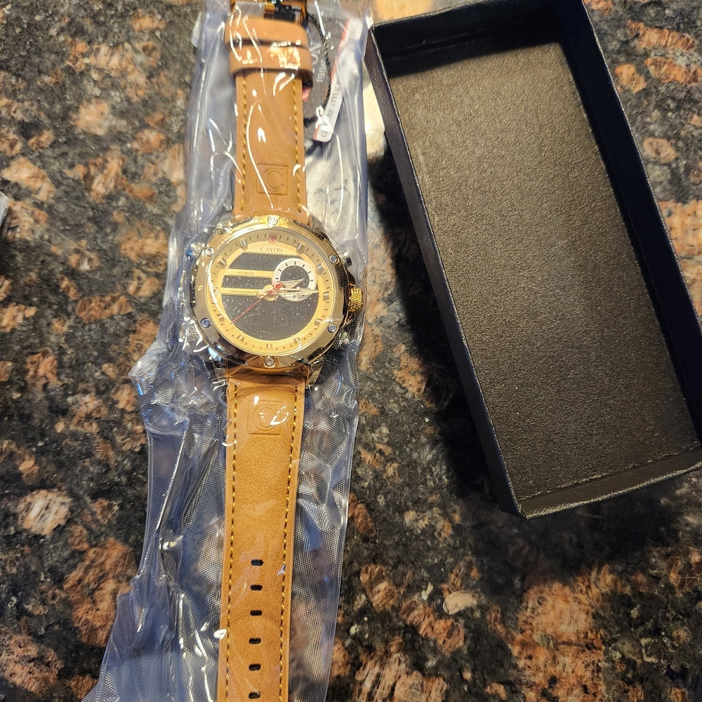 Men's Tan Leather Strap Watch